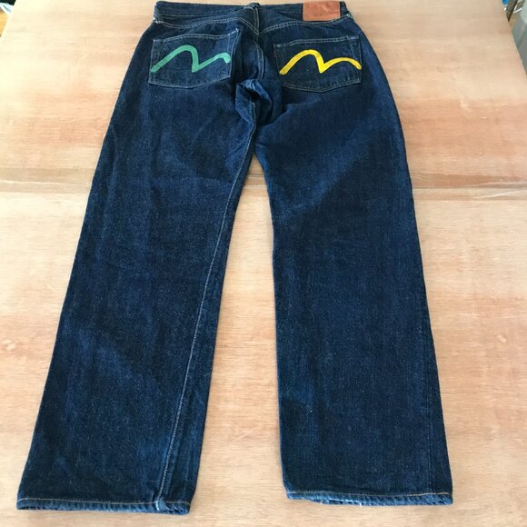 EVISU Lot.2000 No.2 Loose Fit Jeans Men 35x35 Blue Seagull Selvedge Mid Rise